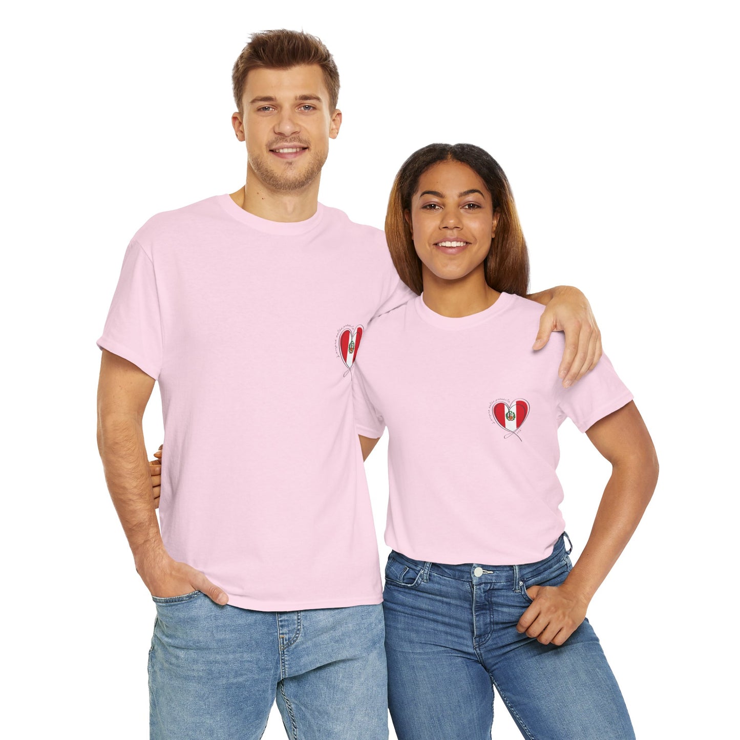 Siempre estas presente (heart shape) Peru Unisex Heavy Cotton Tee