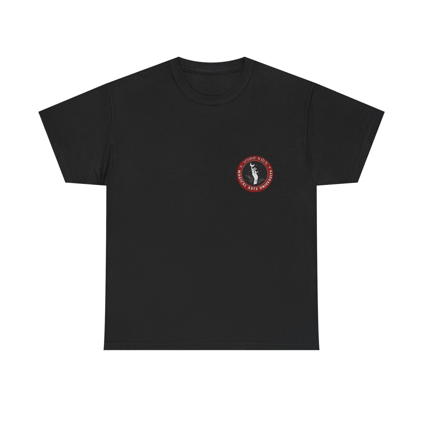 Senior Witch printed badge/Emblem front Unisex Heavy Cotton Tee