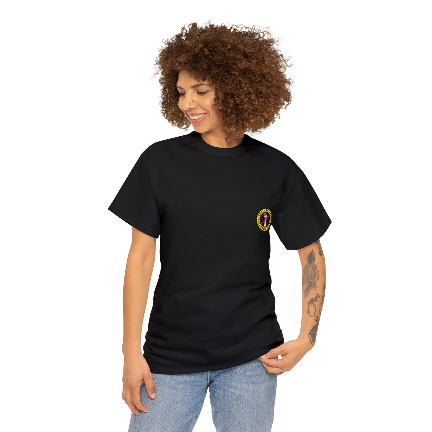 Zombie Outbreak - Response Team (model E) printed badge front/back Unisex Heavy Cotton Tee