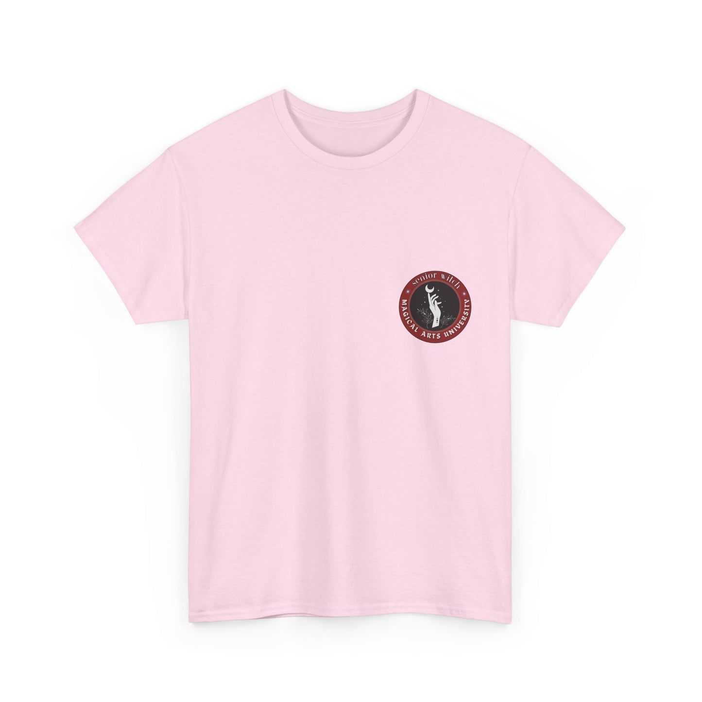 Senior Witch printed badge/Emblem front Unisex Heavy Cotton Tee