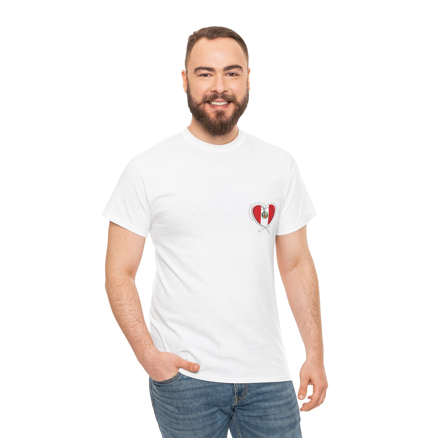 Siempre estas presente (heart shape) Peru Unisex Heavy Cotton Tee