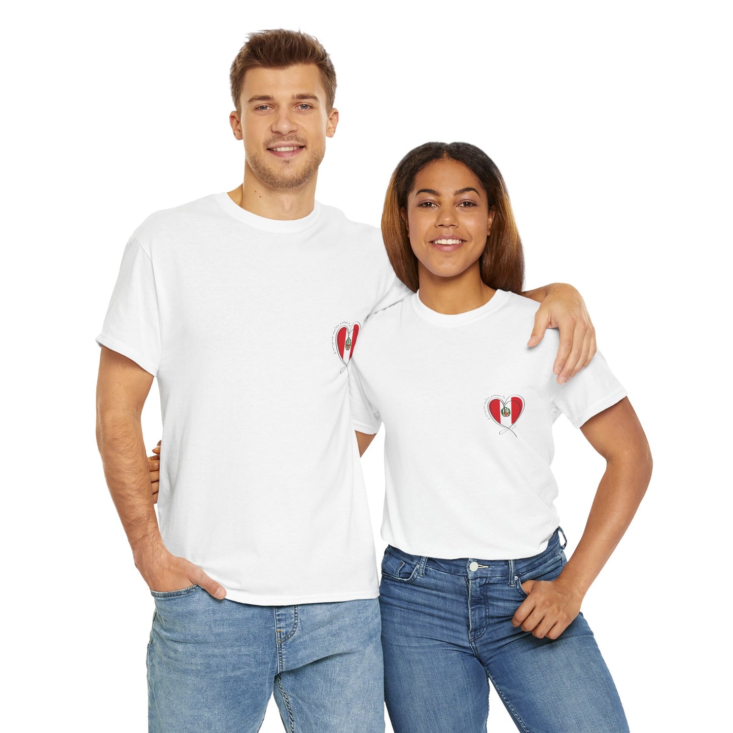 Siempre estas presente (heart shape) Peru Unisex Heavy Cotton Tee