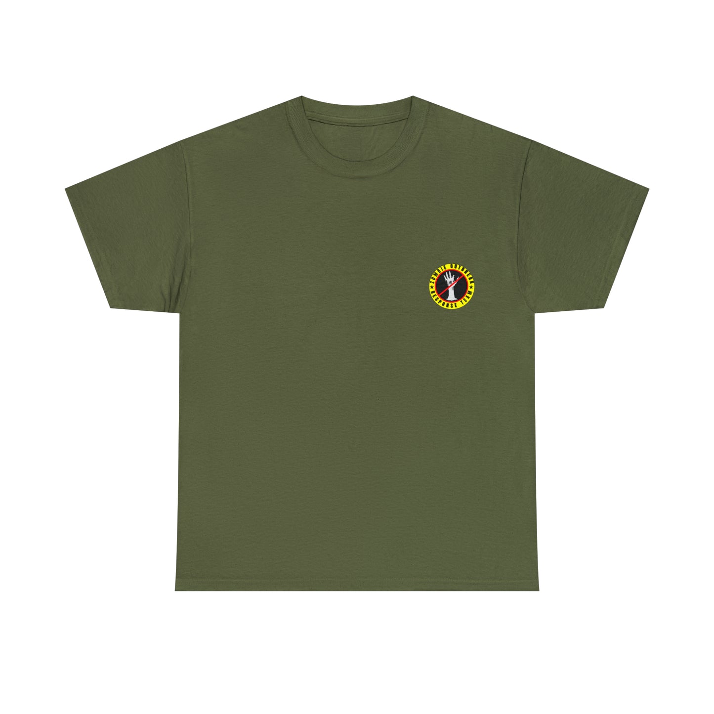 Zombie Outbreak - Response Team (model E) printed badge front/back Unisex Heavy Cotton Tee