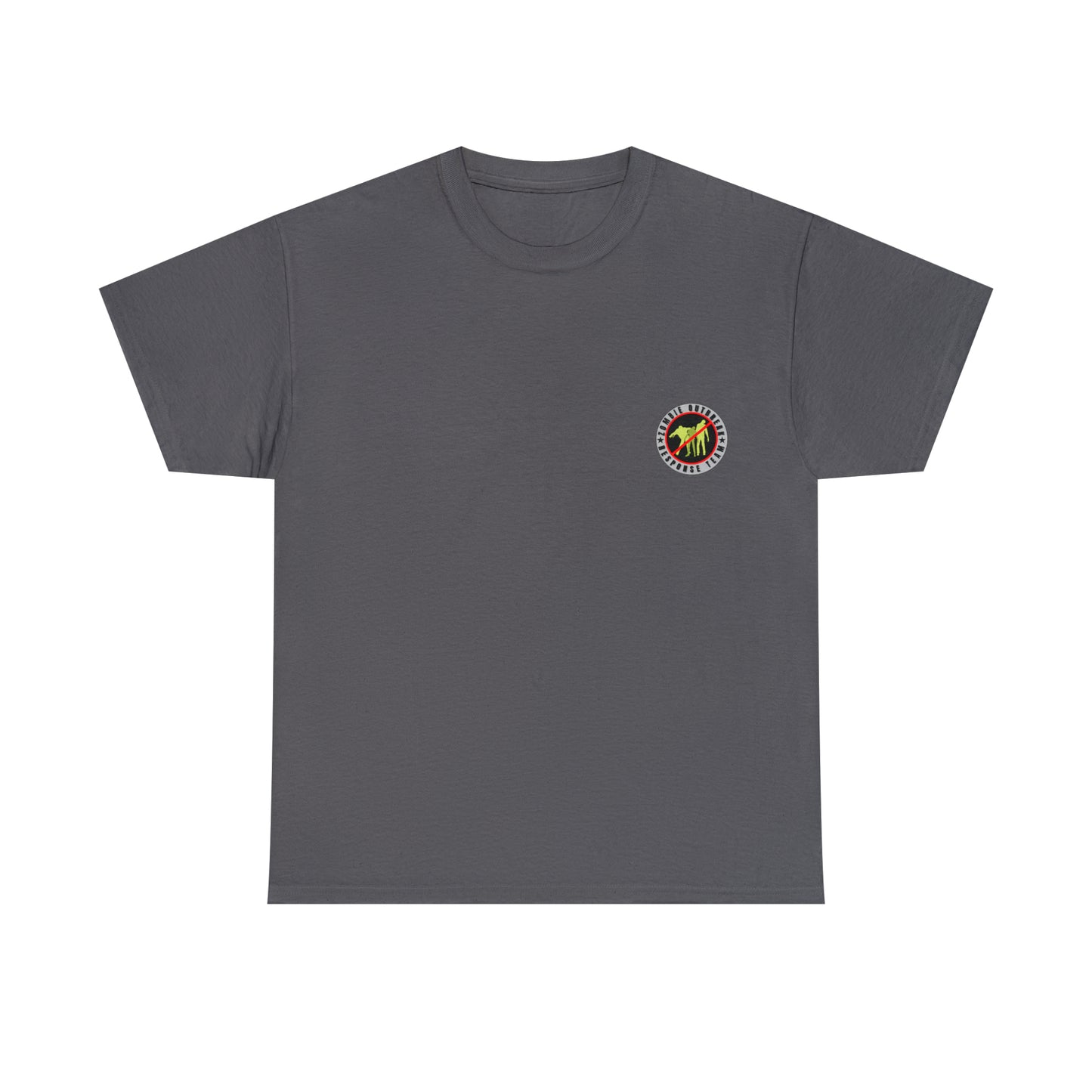 Zombie Outbreak - Response Team (model D) printed badge Front/Back Unisex Heavy Cotton Tee