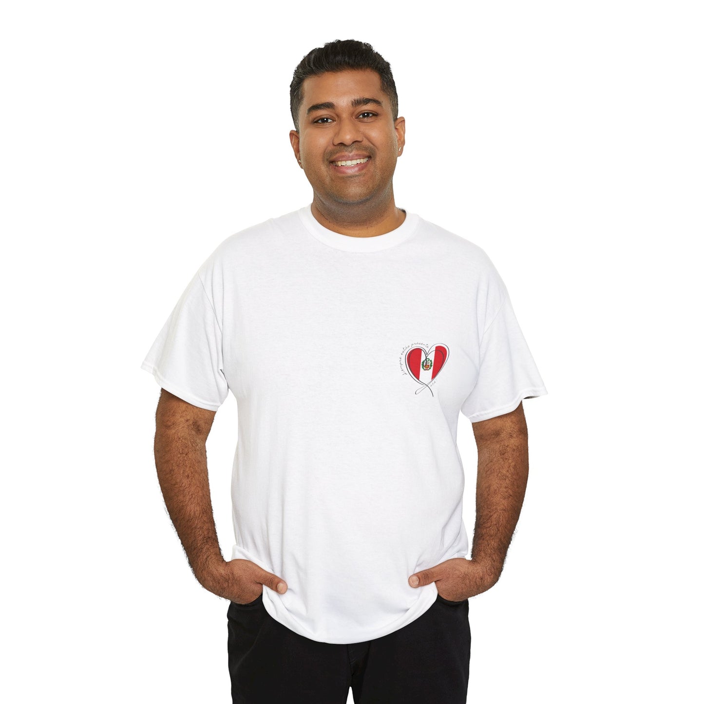 Siempre estas presente (heart shape) Peru Unisex Heavy Cotton Tee