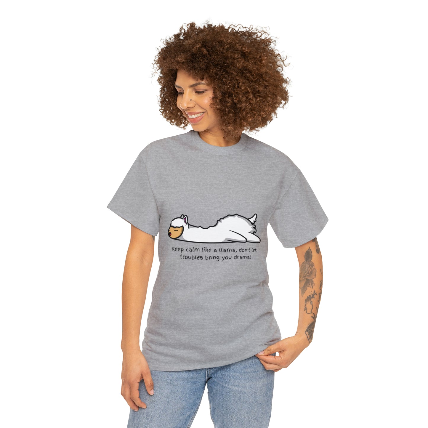 Keep Calm like a llama Unisex Heavy Cotton Tee