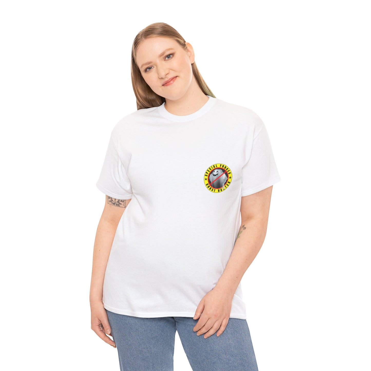 Special Forces - Ghost Hunter printed badge front/back Unisex Heavy Cotton Tee
