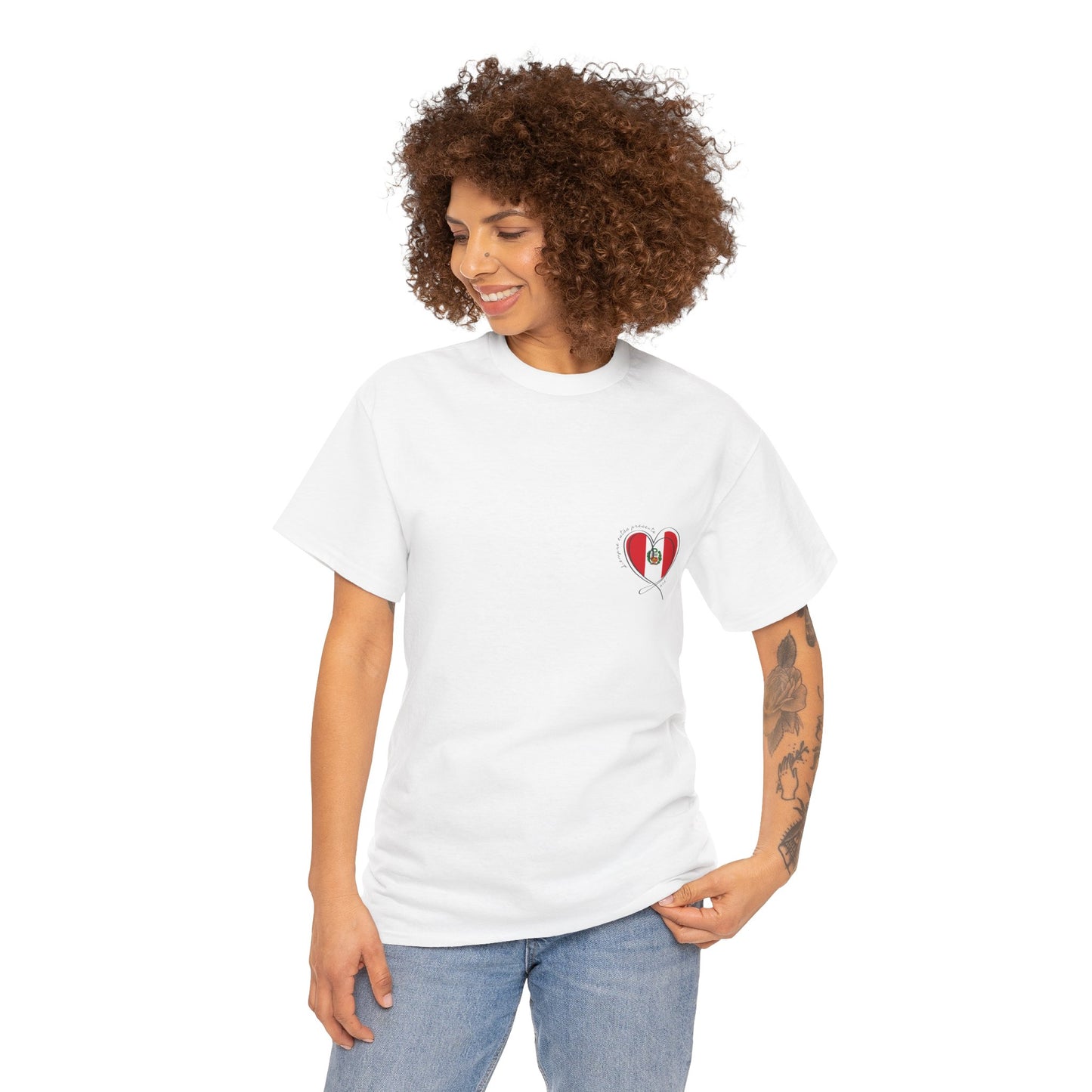 Siempre estas presente (heart shape) Peru Unisex Heavy Cotton Tee