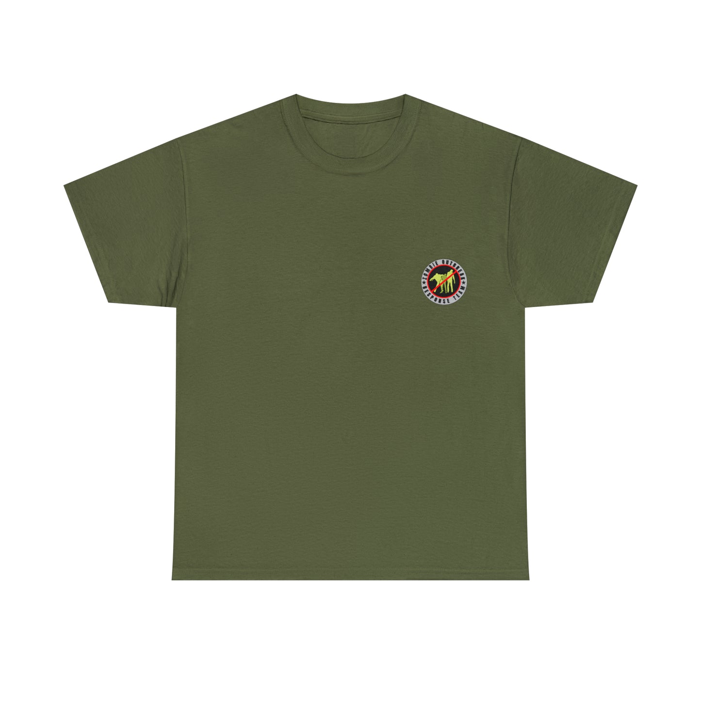 Zombie Outbreak - Response Team (model D) printed badge Front/Back Unisex Heavy Cotton Tee