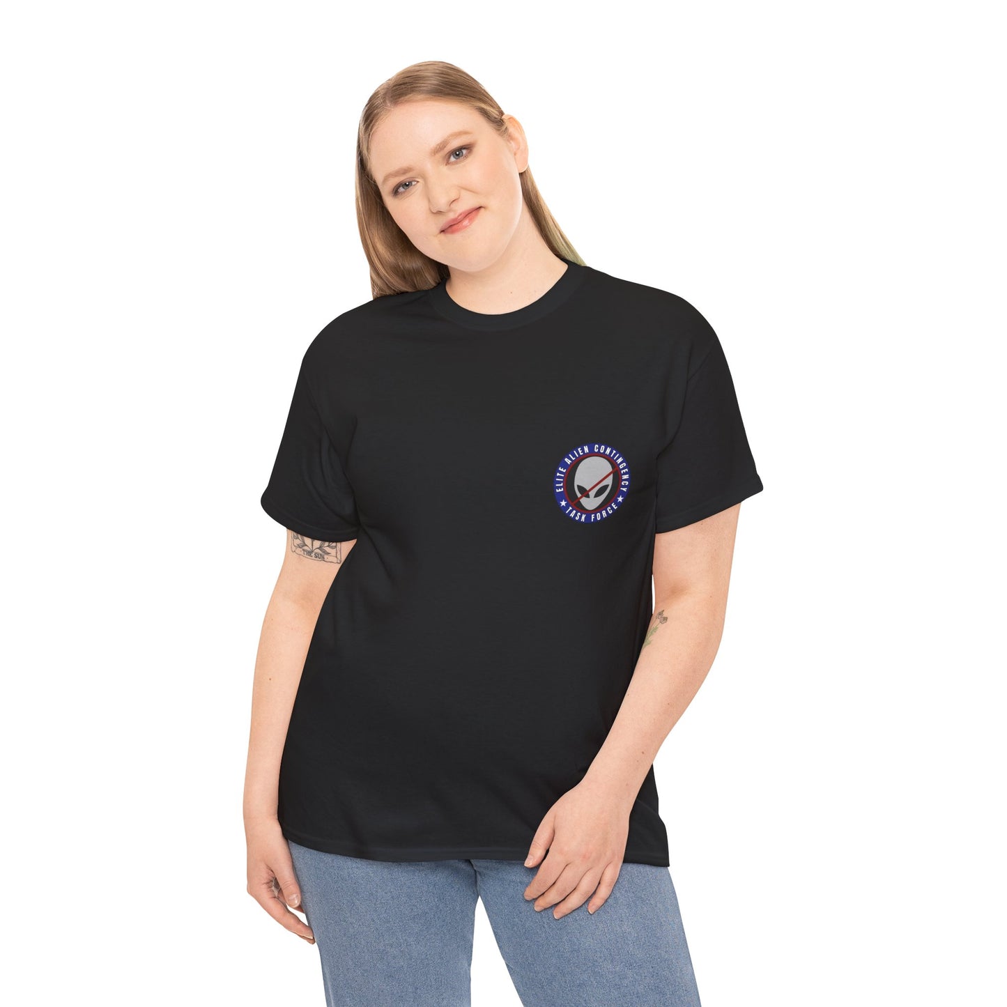 Elite Alien Contingency printed badge front/back Unisex Heavy Cotton Tee