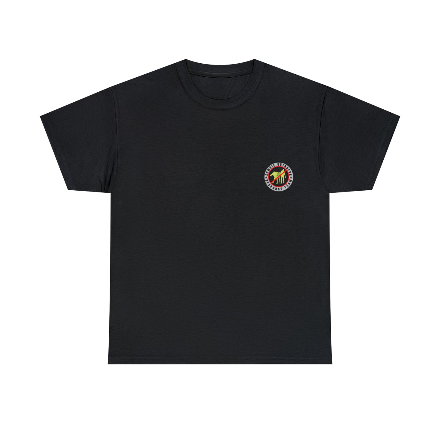 Zombie Outbreak - Response Team (model D) printed badge Front/Back Unisex Heavy Cotton Tee