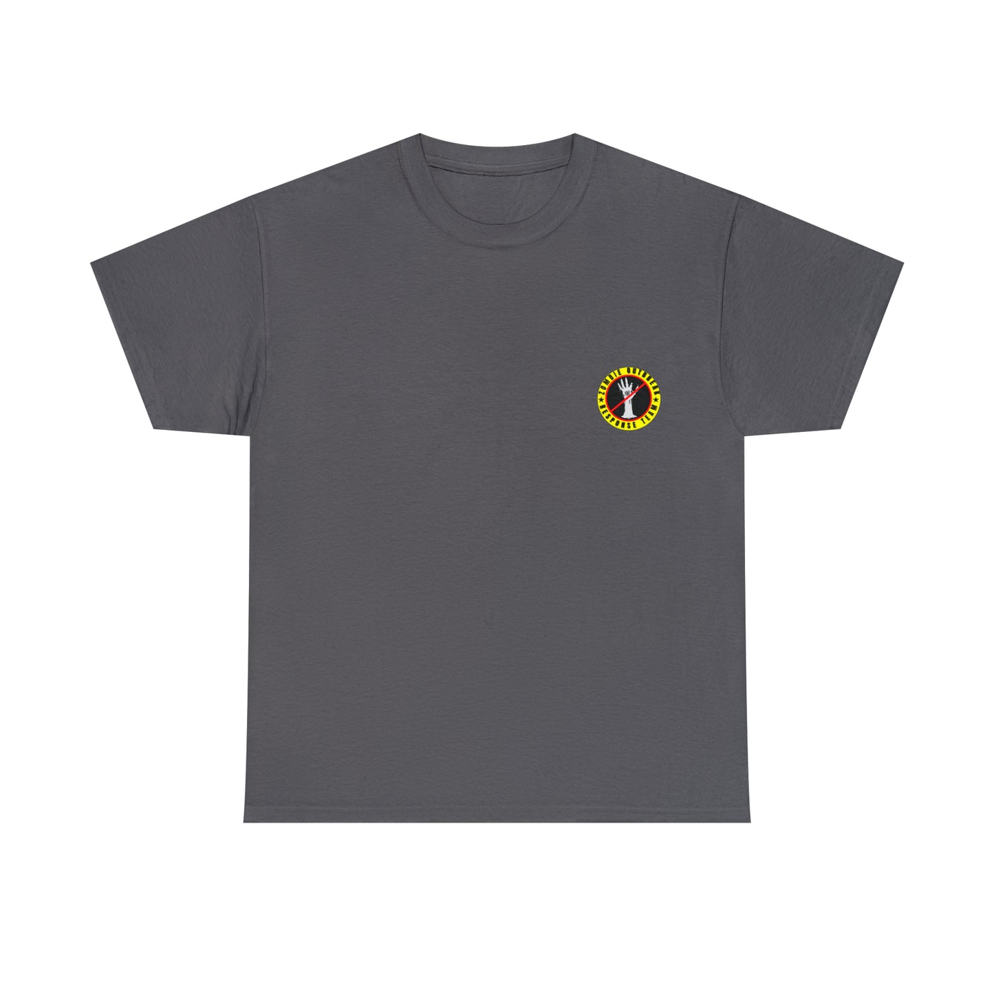Zombie Outbreak - Response Team (model E) printed badge front/back Unisex Heavy Cotton Tee