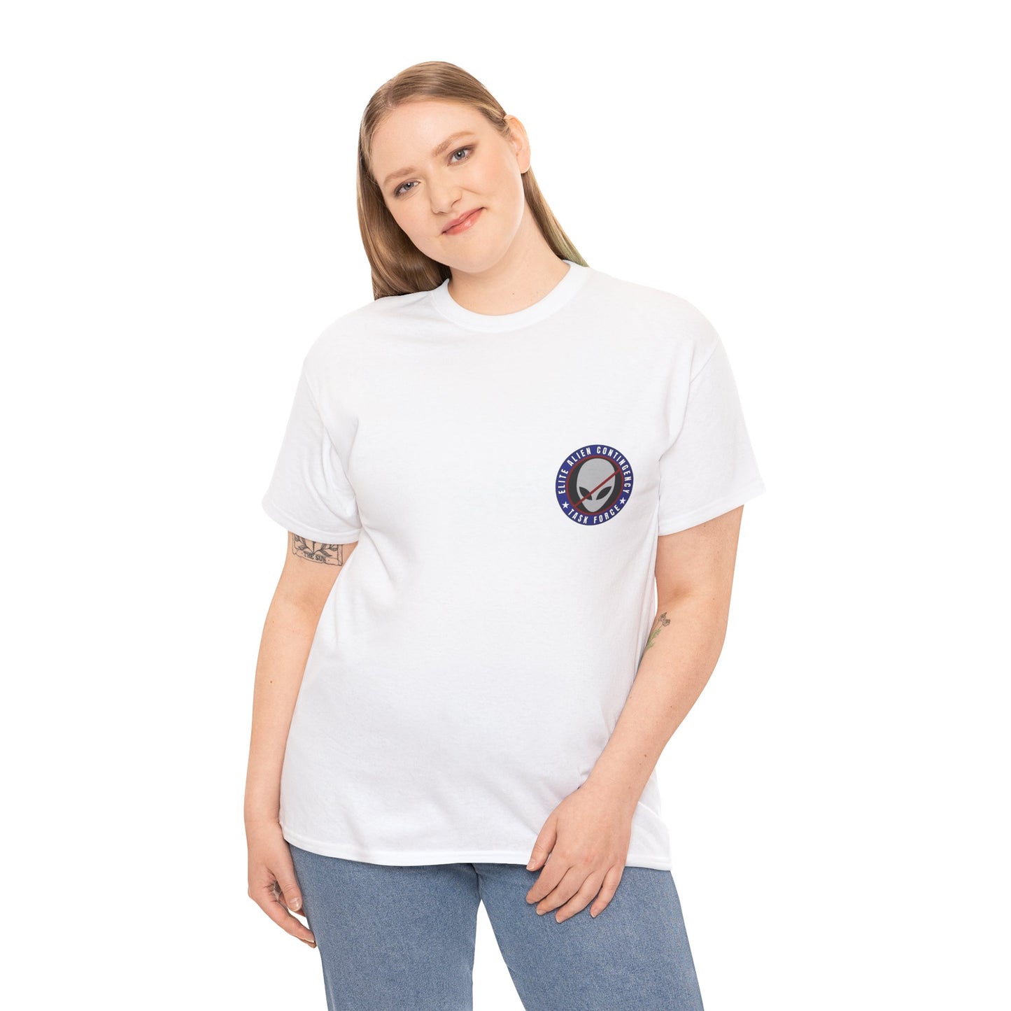 Elite Alien Contingency printed badge front/back Unisex Heavy Cotton Tee