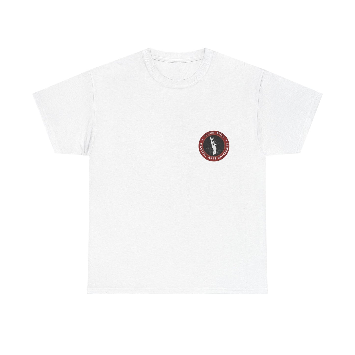 Senior Witch printed badge/Emblem front Unisex Heavy Cotton Tee