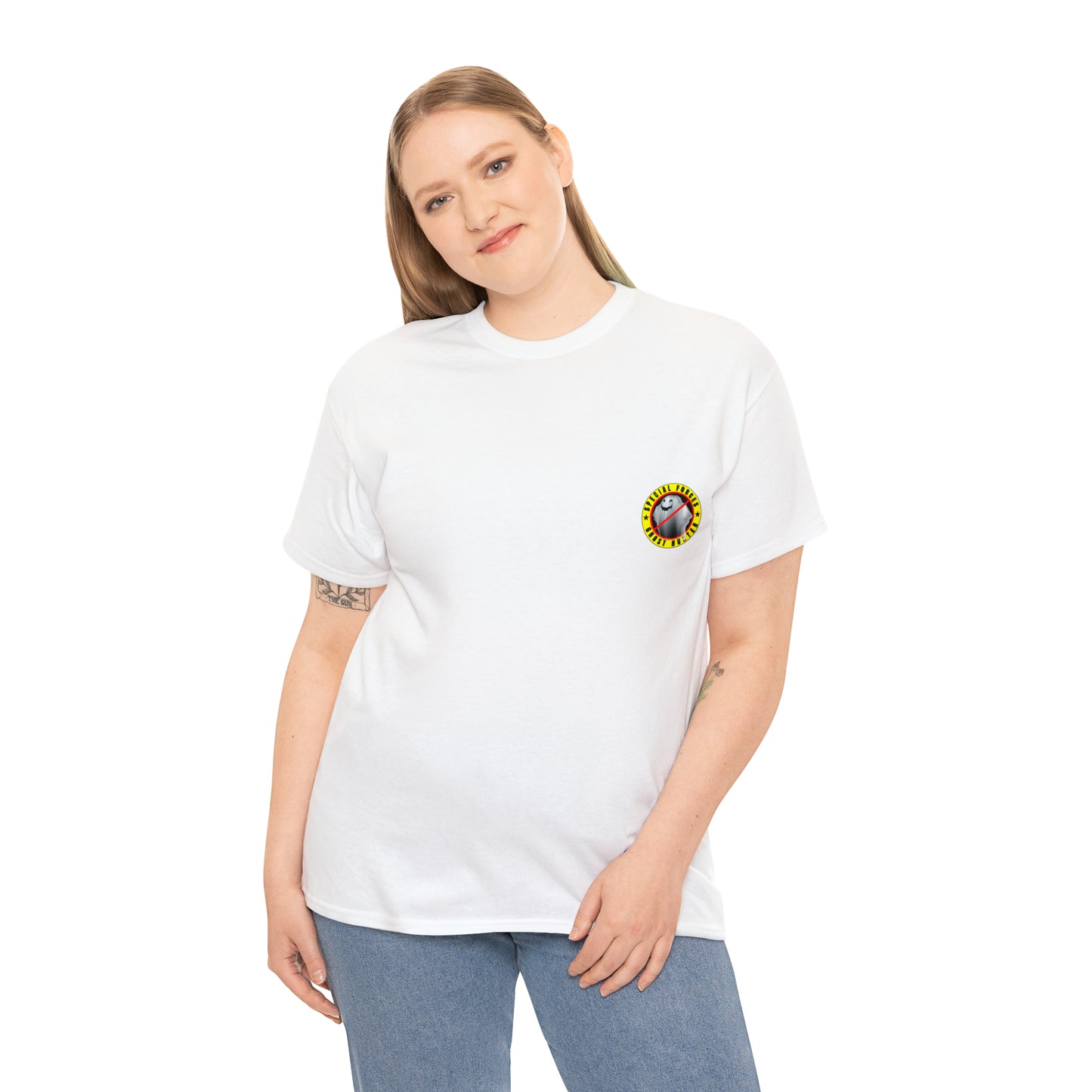 Special Forces - Ghost Hunter printed badge front/back Unisex Heavy Cotton Tee