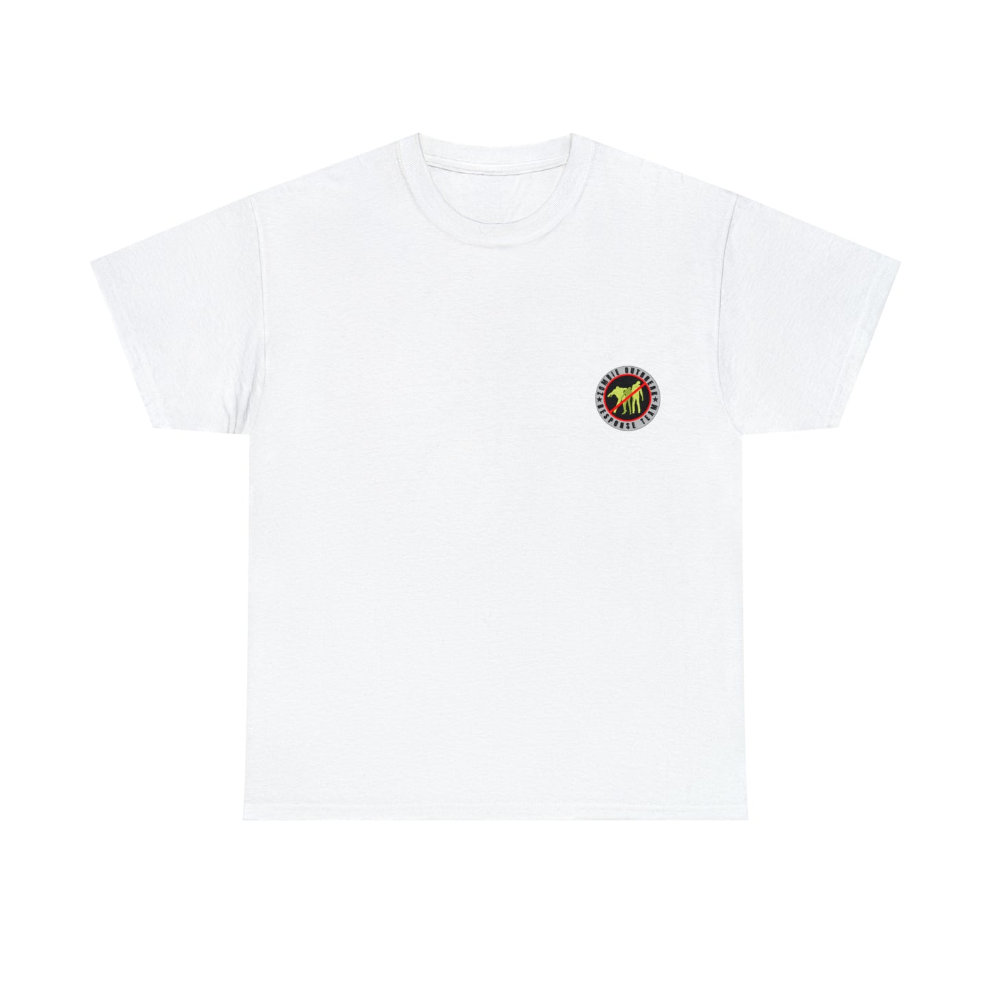 Zombie Outbreak - Response Team (model D) printed badge Front/Back Unisex Heavy Cotton Tee
