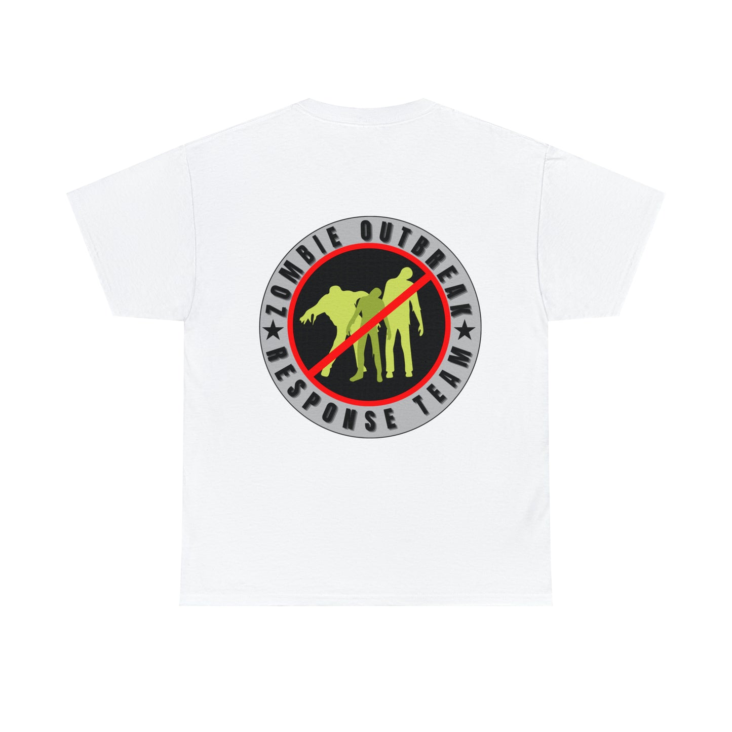 Zombie Outbreak - Response Team (model D) printed badge Front/Back Unisex Heavy Cotton Tee