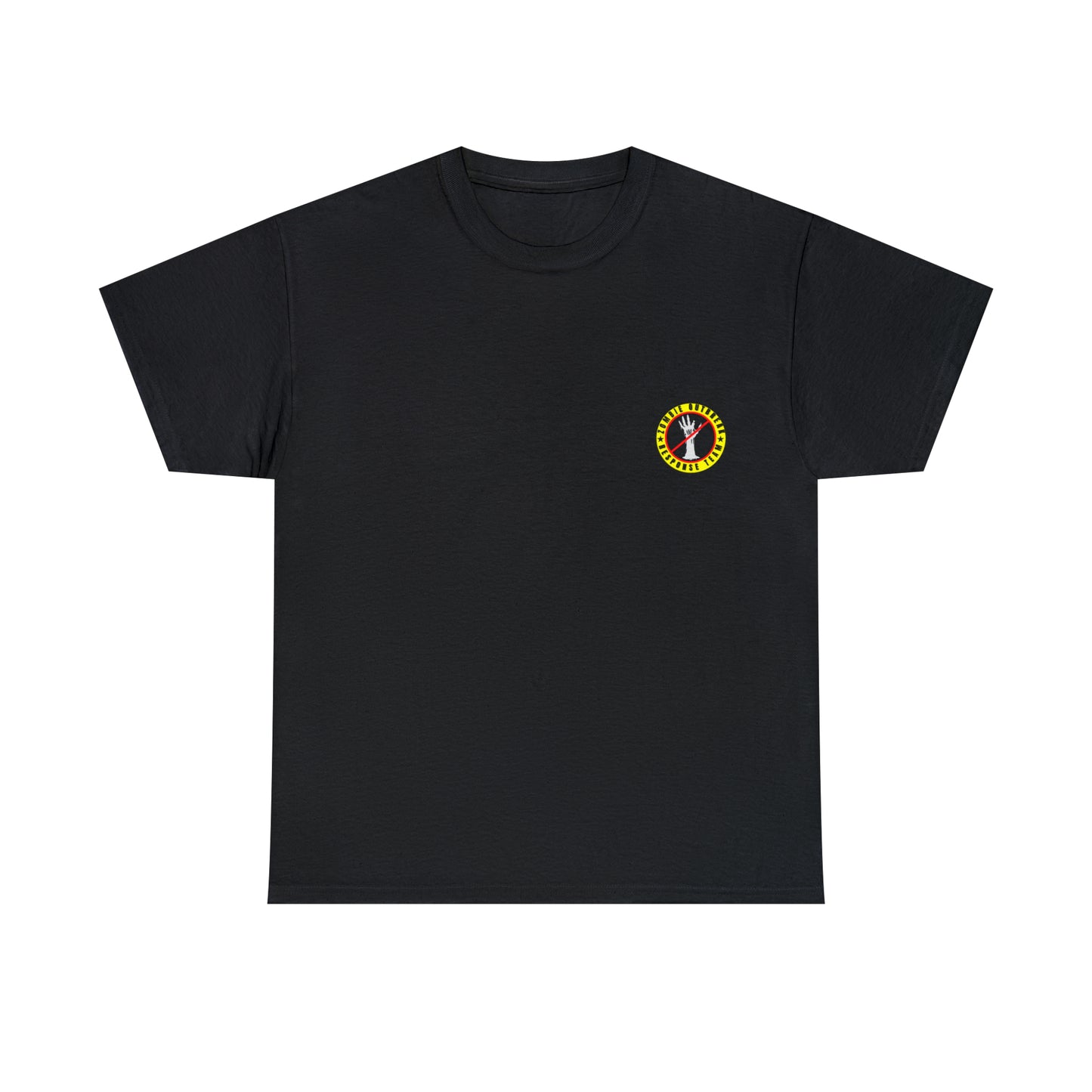 Zombie Outbreak - Response Team (model E) printed badge front/back Unisex Heavy Cotton Tee