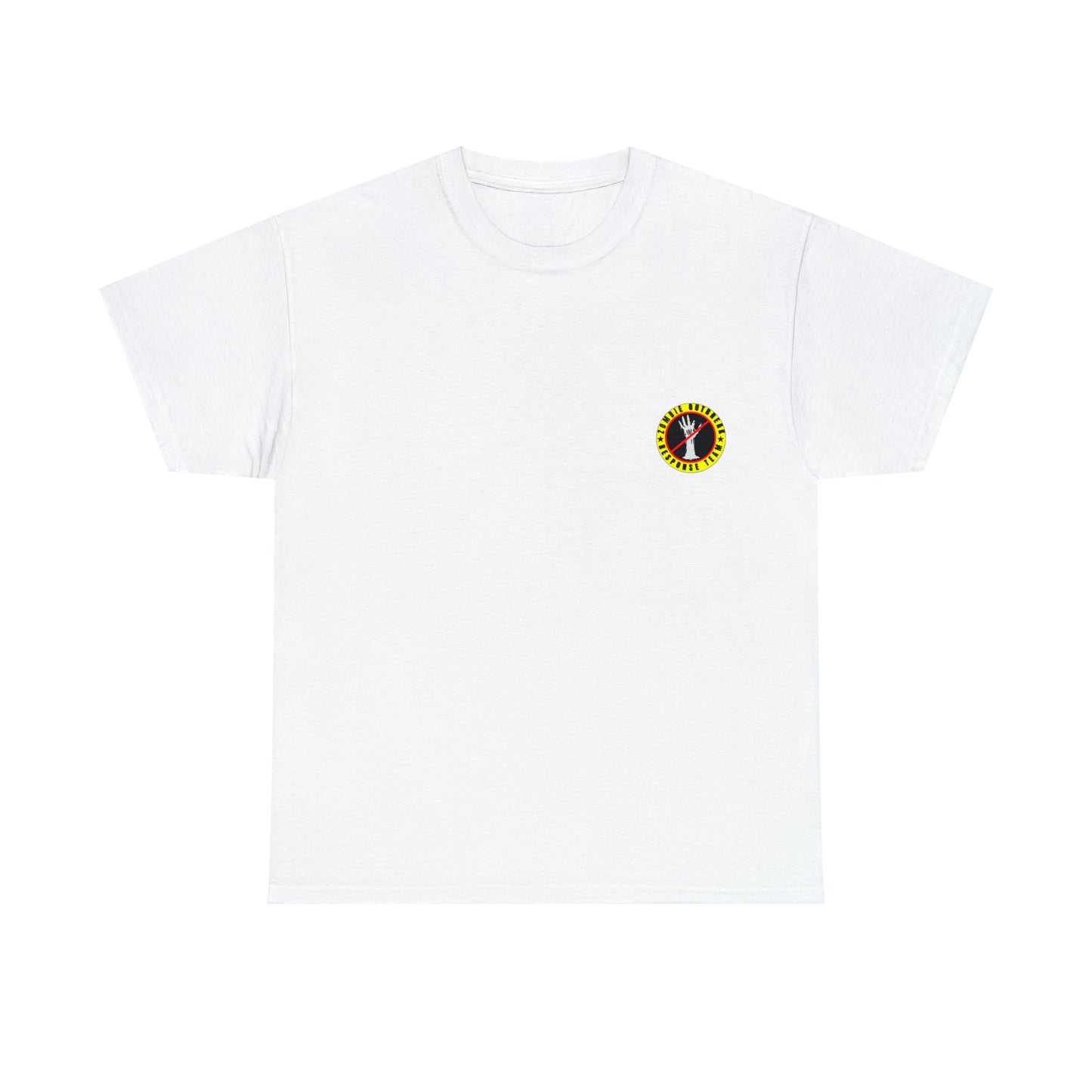 Zombie Outbreak - Response Team (model E) printed badge front/back Unisex Heavy Cotton Tee
