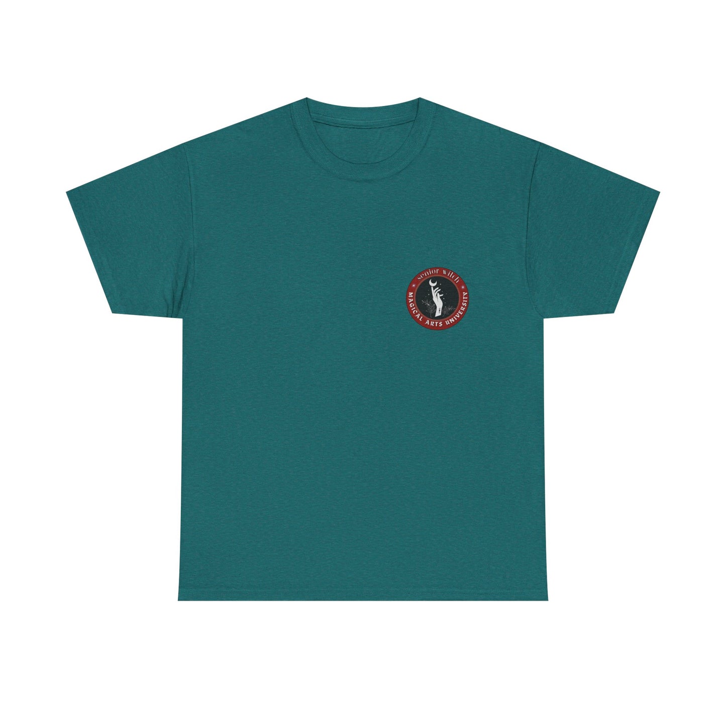 Senior Witch printed badge/Emblem front Unisex Heavy Cotton Tee