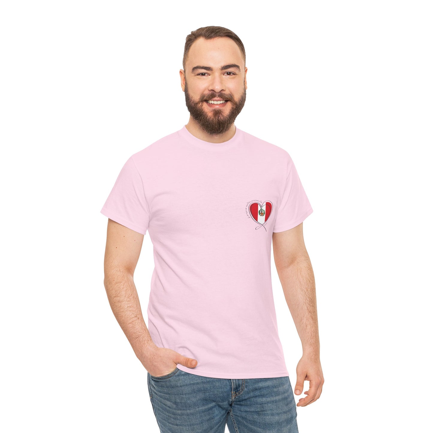 Siempre estas presente (heart shape) Peru Unisex Heavy Cotton Tee