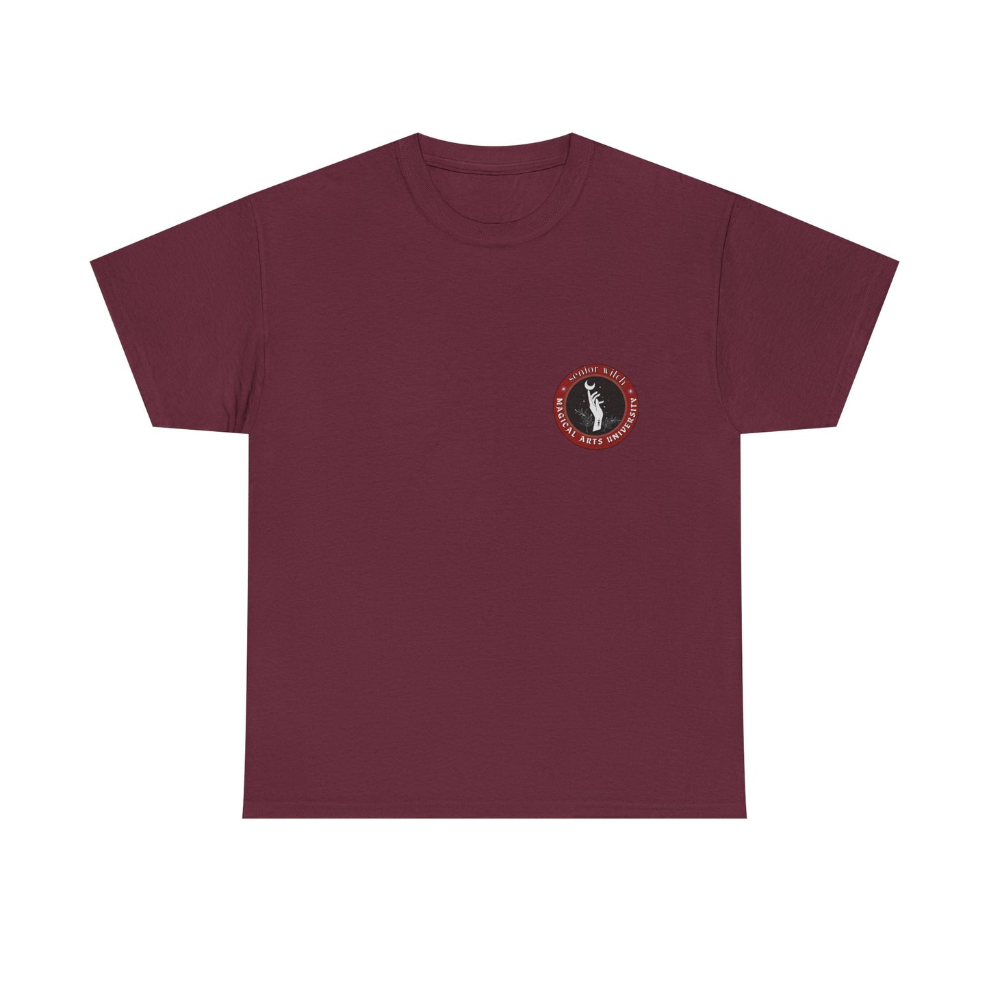 Senior Witch printed badge/Emblem front Unisex Heavy Cotton Tee