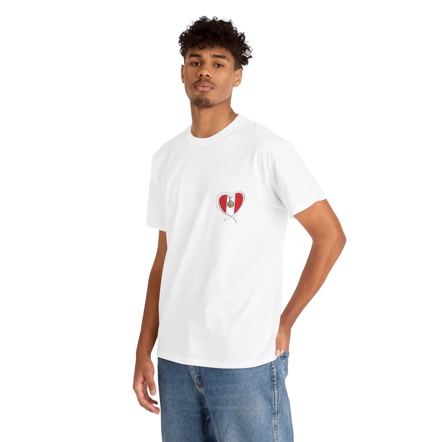 Siempre estas presente (heart shape) Peru Unisex Heavy Cotton Tee