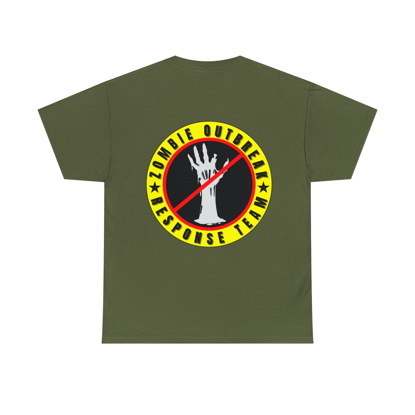 Zombie Outbreak - Response Team (model E) printed badge front/back Unisex Heavy Cotton Tee
