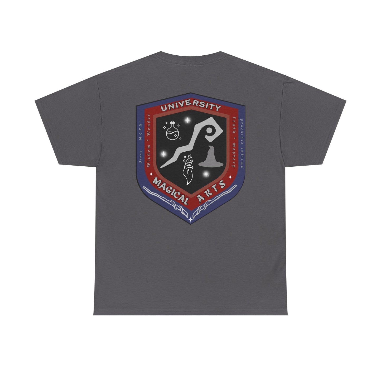 Senior Wizard printed badge front/ Emblem back Unisex Heavy Cotton Tee