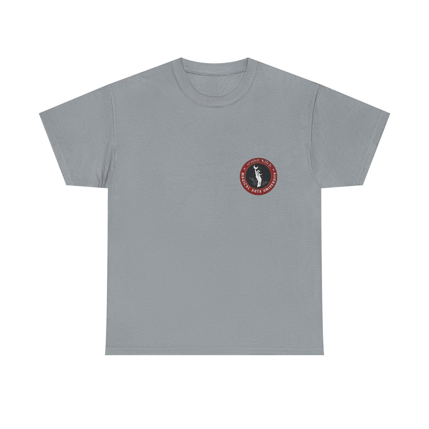 Senior Witch printed badge/Emblem front Unisex Heavy Cotton Tee