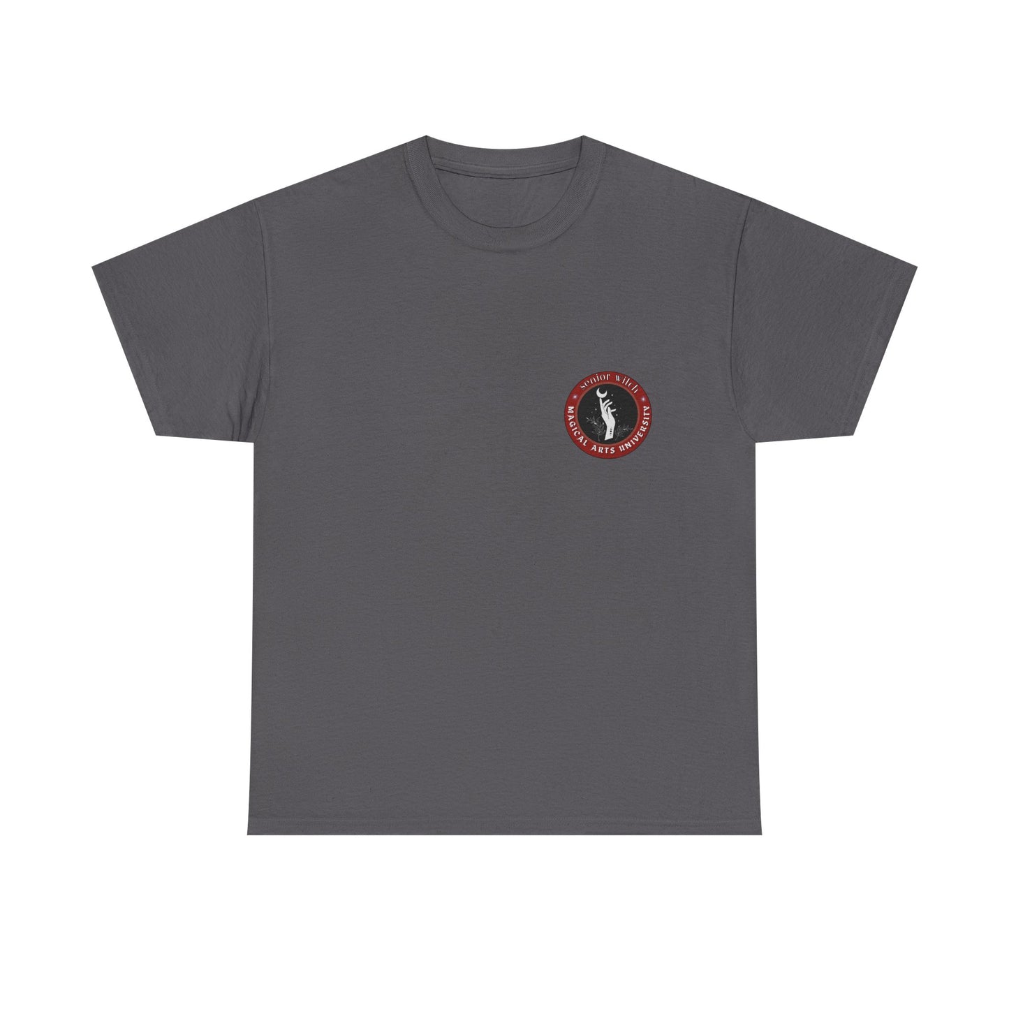 Senior Witch printed badge/Emblem front Unisex Heavy Cotton Tee