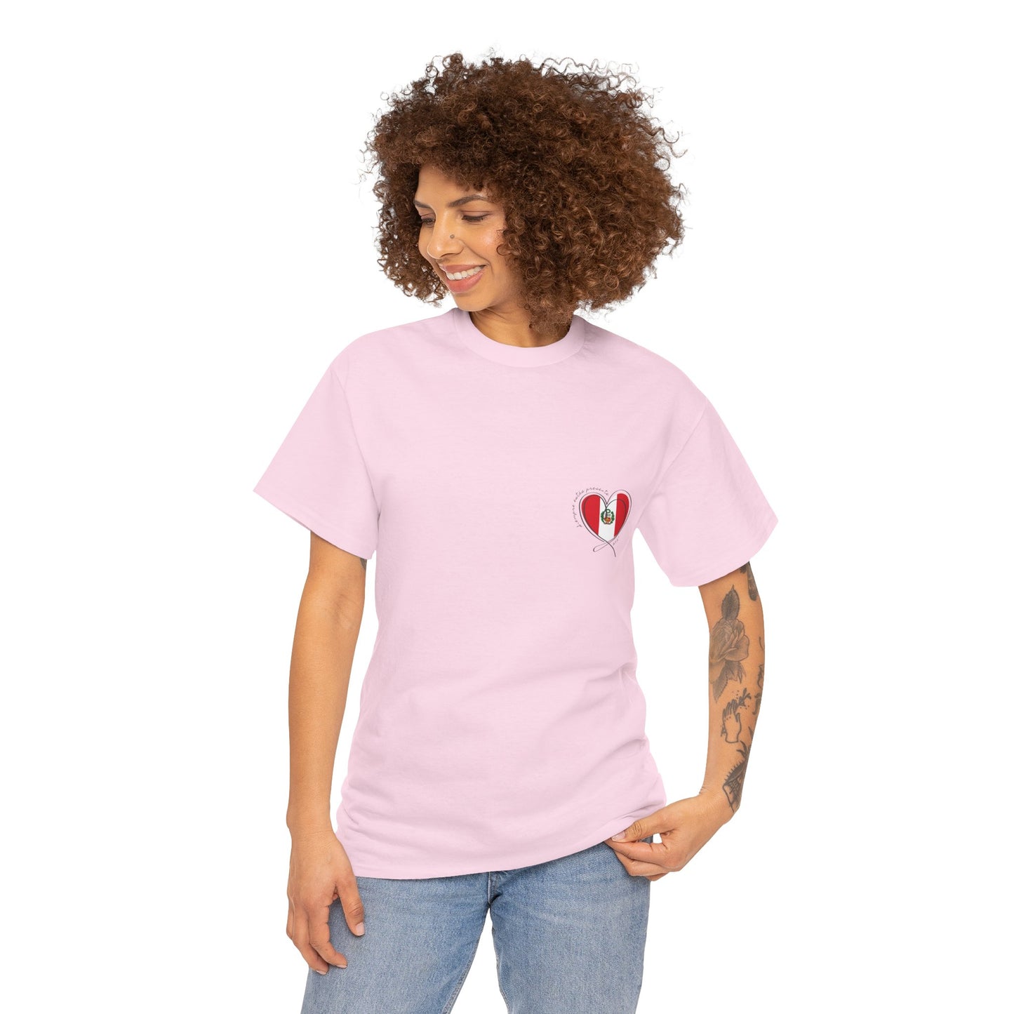 Siempre estas presente (heart shape) Peru Unisex Heavy Cotton Tee
