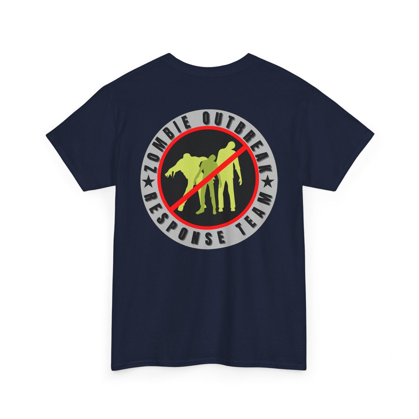 Zombie Outbreak - Response Team (model D) printed badge Front/Back Unisex Heavy Cotton Tee
