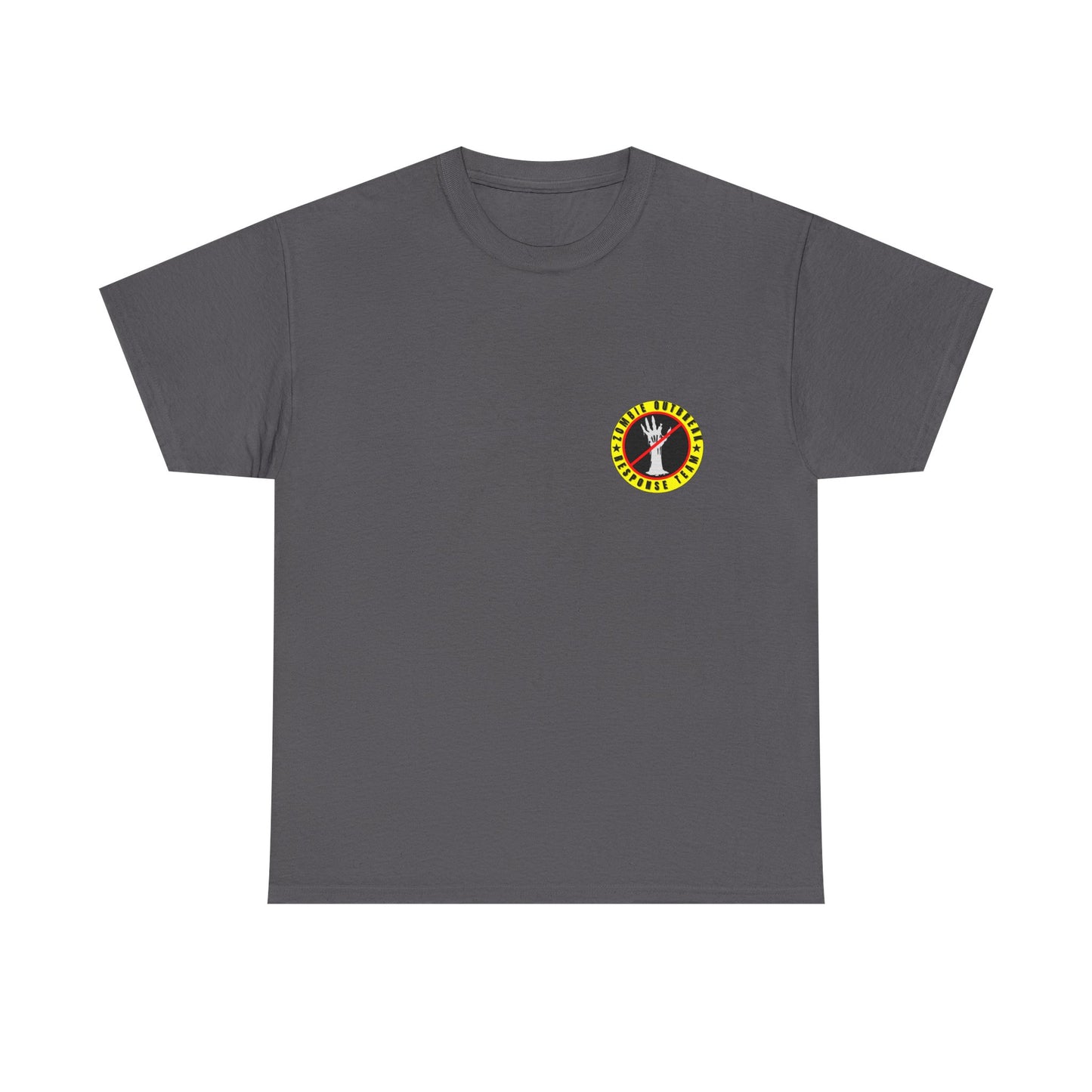 Zombie Outbreak - Response Team (model E) printed badge front/back Unisex Heavy Cotton Tee