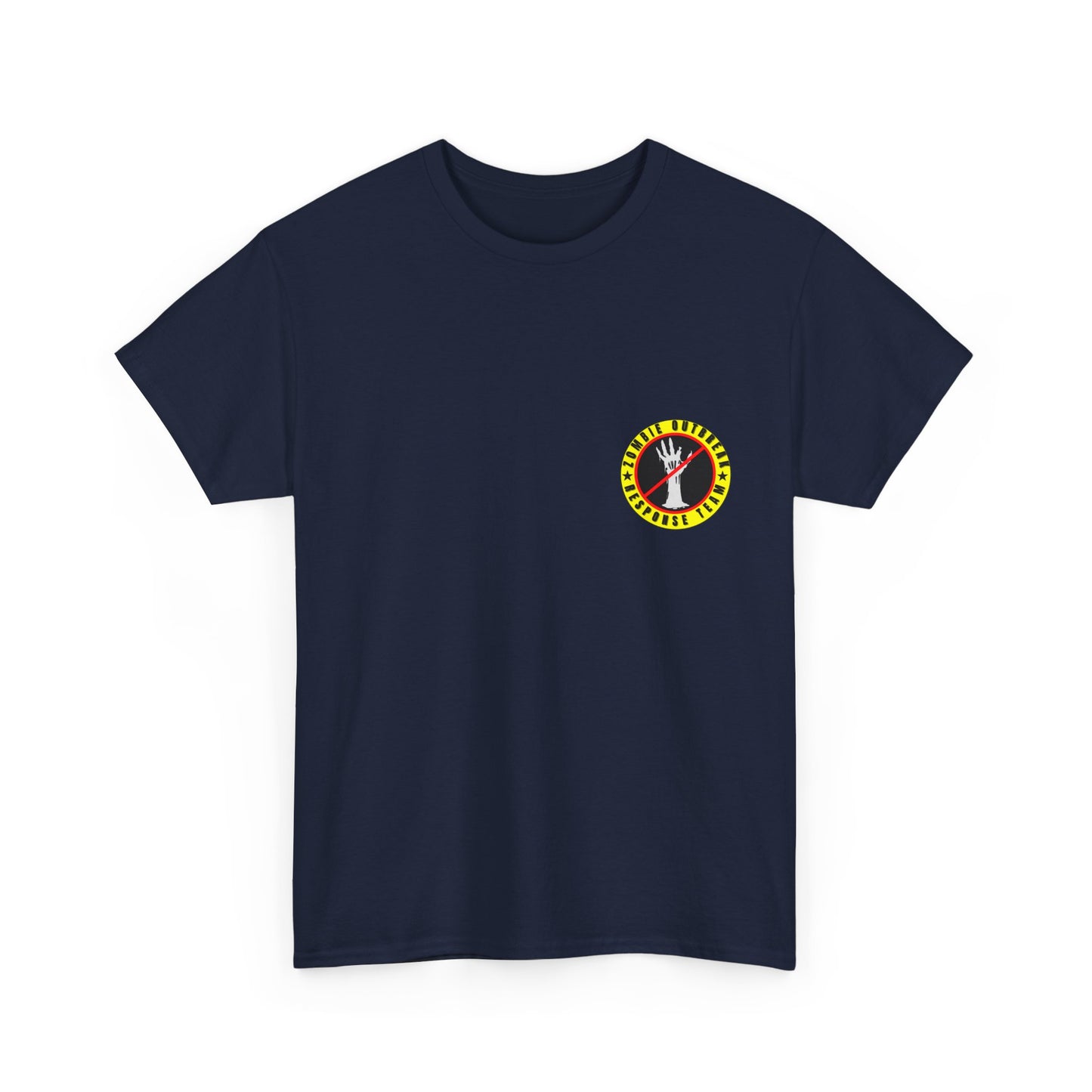 Zombie Outbreak - Response Team (model E) printed badge front/back Unisex Heavy Cotton Tee