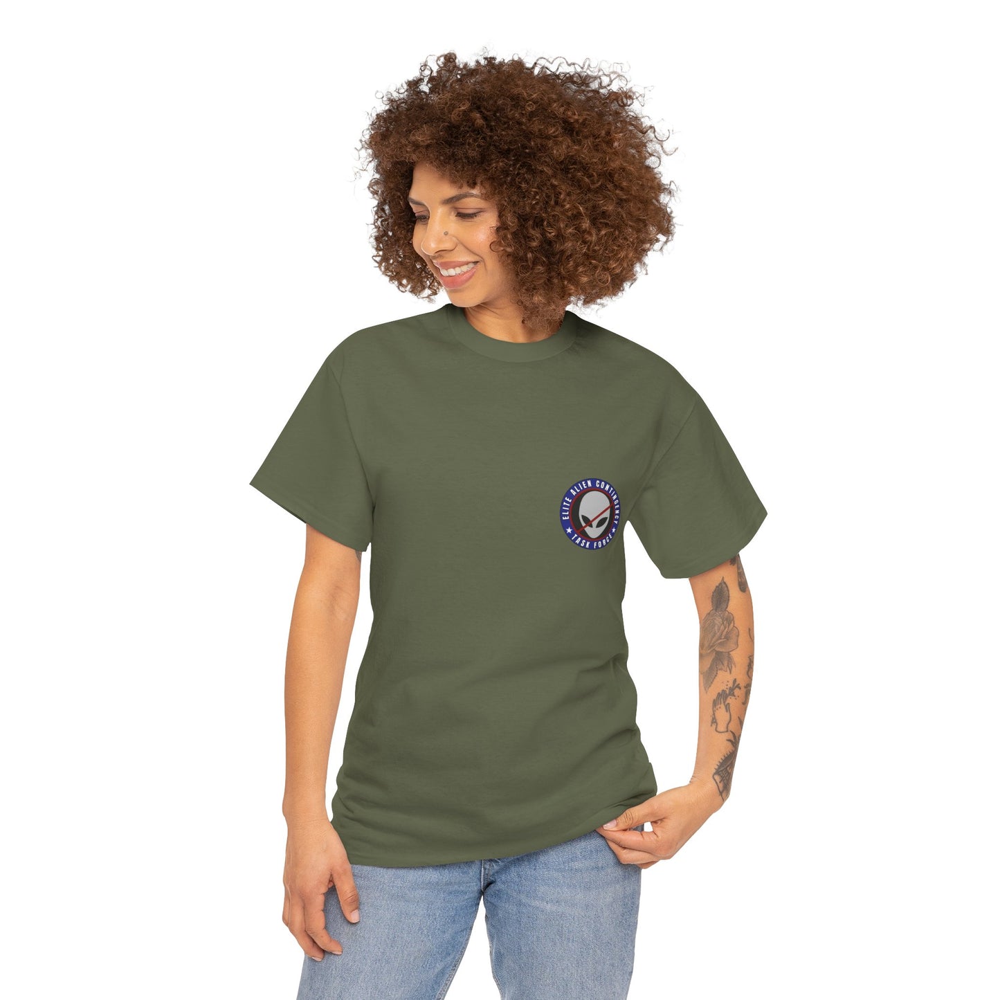 Elite Alien Contingency printed badge front/back Unisex Heavy Cotton Tee