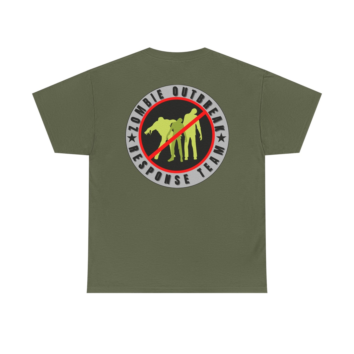 Zombie Outbreak - Response Team (model D) printed badge Front/Back Unisex Heavy Cotton Tee