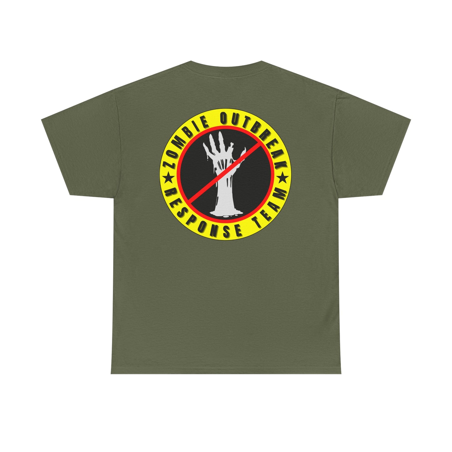 Zombie Outbreak - Response Team (model E) printed badge front/back Unisex Heavy Cotton Tee
