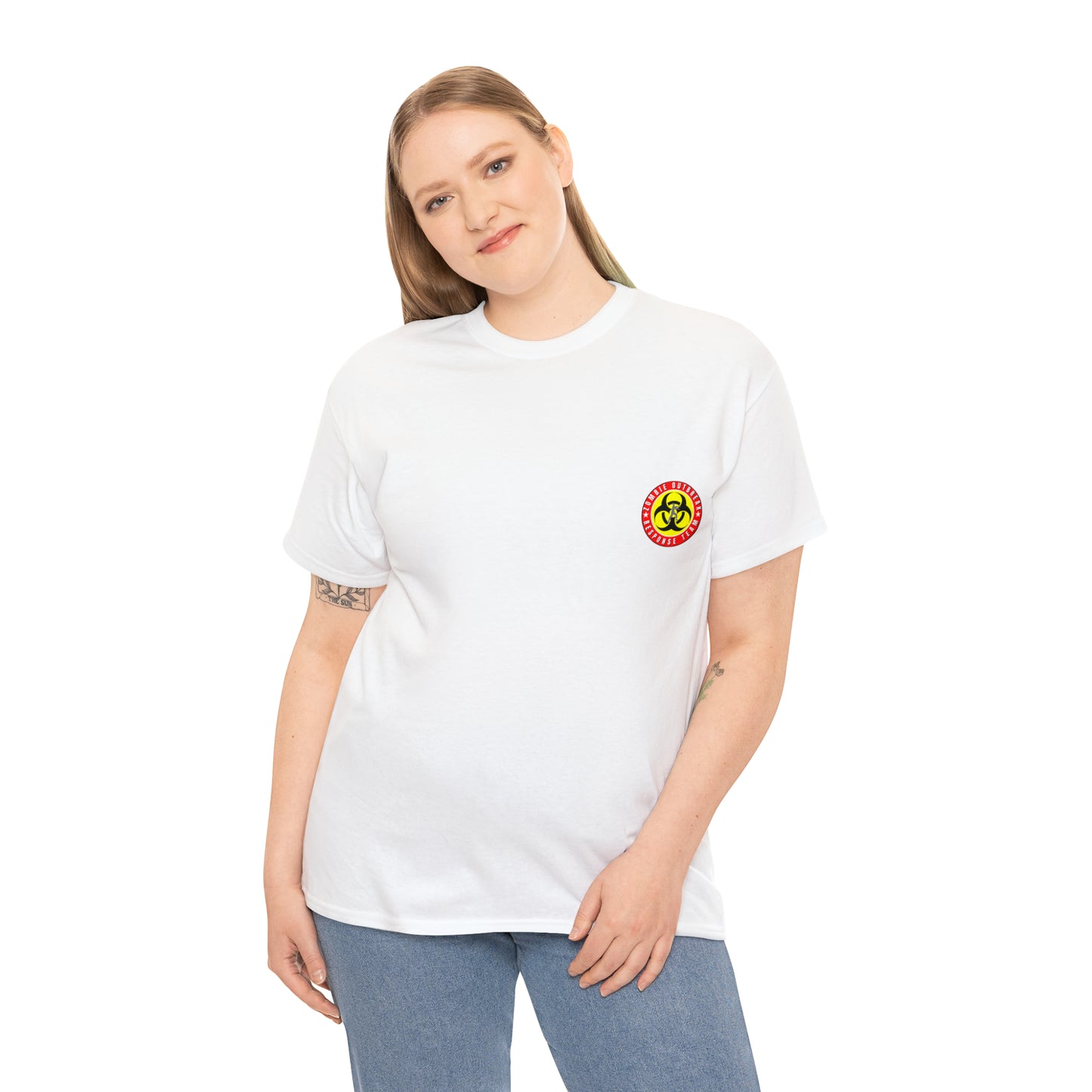 Zombie Outbreak - Response Team (model A) printed badge front/back Unisex Heavy Cotton Tee