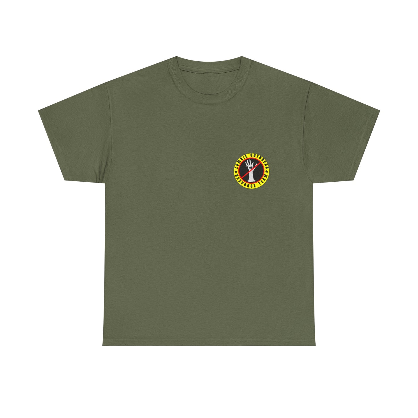 Zombie Outbreak - Response Team (model E) printed badge front/back Unisex Heavy Cotton Tee