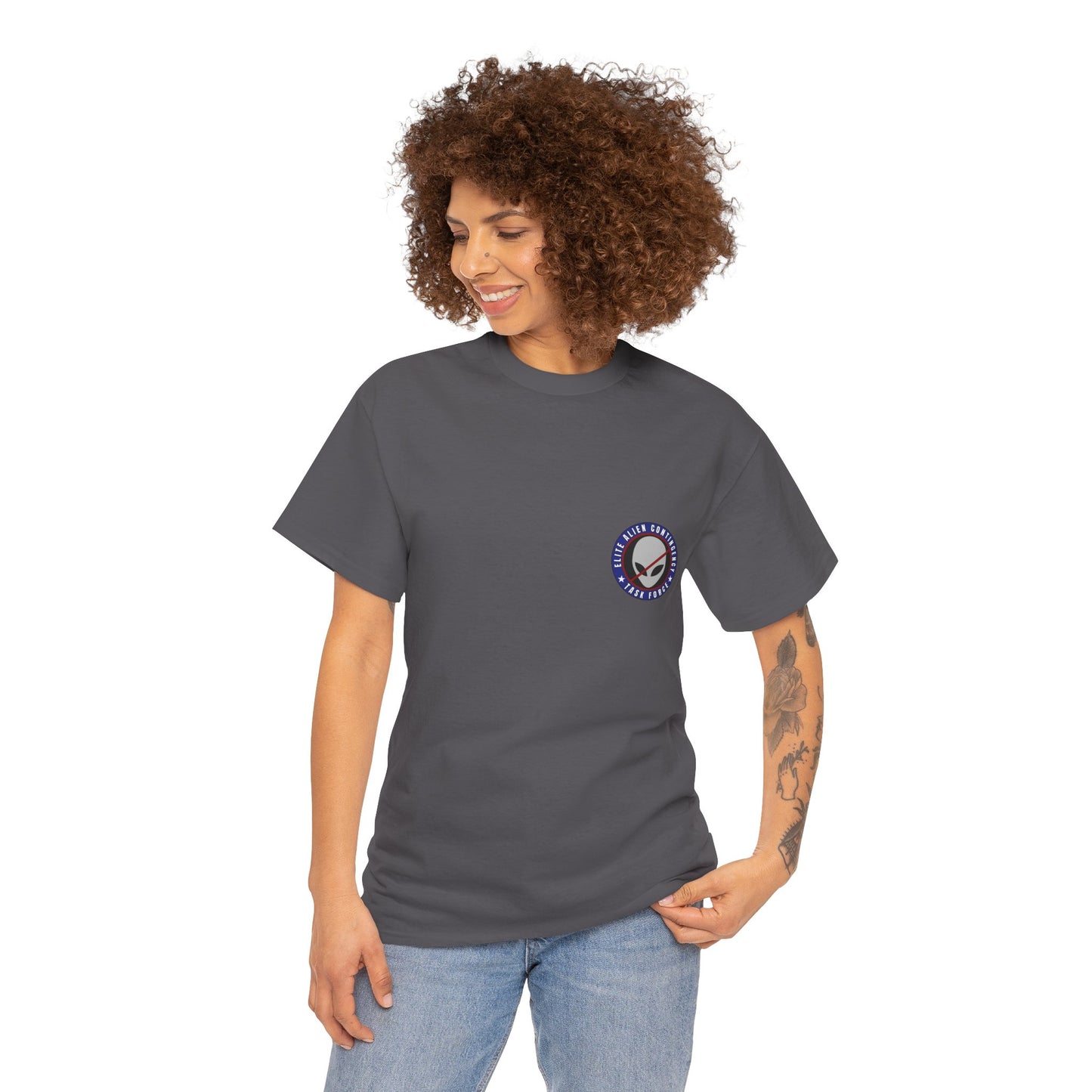 Elite Alien Contingency printed badge front/back Unisex Heavy Cotton Tee