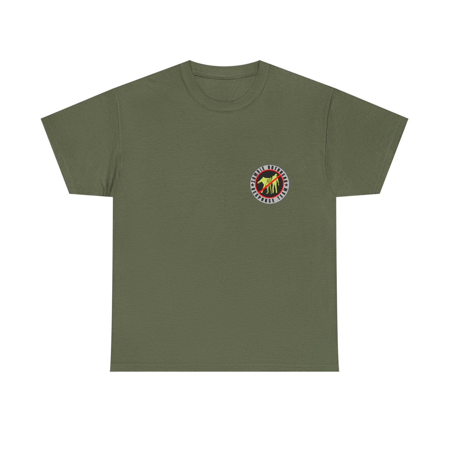 Zombie Outbreak - Response Team (model D) printed badge Front/Back Unisex Heavy Cotton Tee