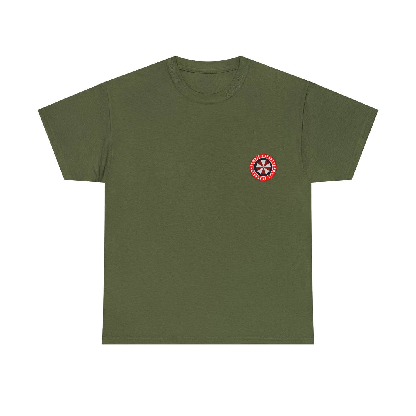 Zombie Outbreak - Response Team (model B) printed badge front/back Unisex Heavy Cotton Tee
