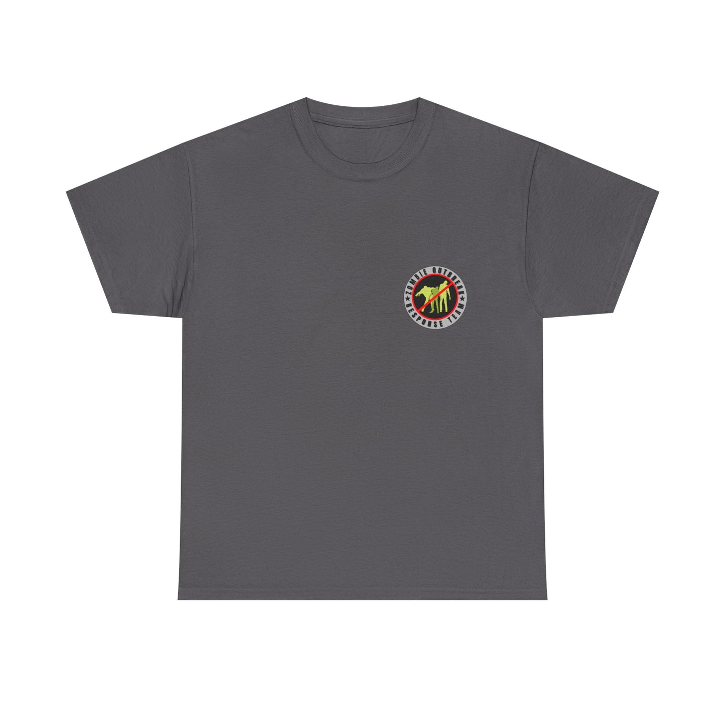 Zombie Outbreak - Response Team (model D) printed badge Front/Back Unisex Heavy Cotton Tee