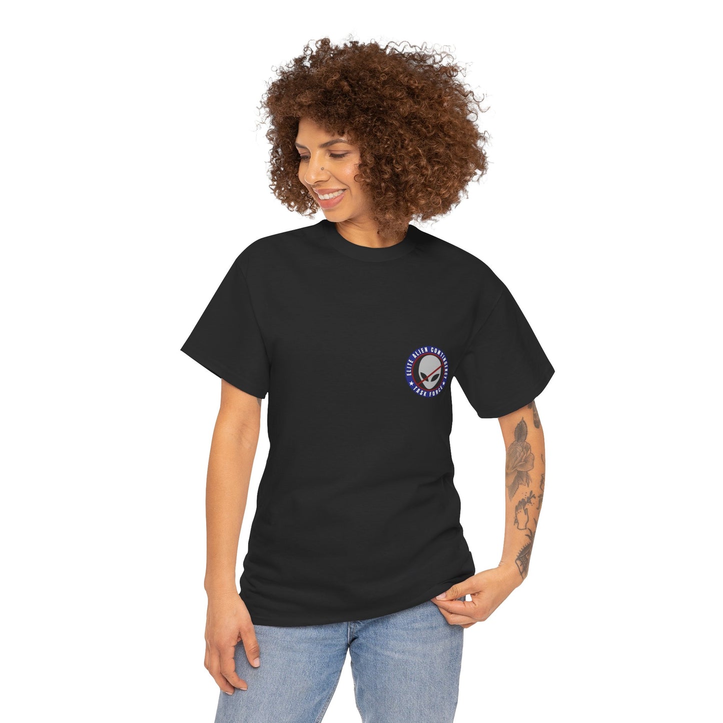 Elite Alien Contingency printed badge front/back Unisex Heavy Cotton Tee