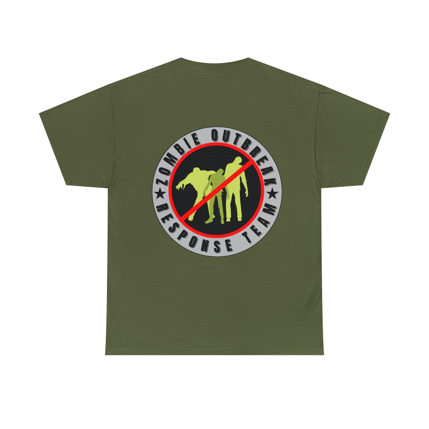 Zombie Outbreak - Response Team (model D) printed badge Front/Back Unisex Heavy Cotton Tee