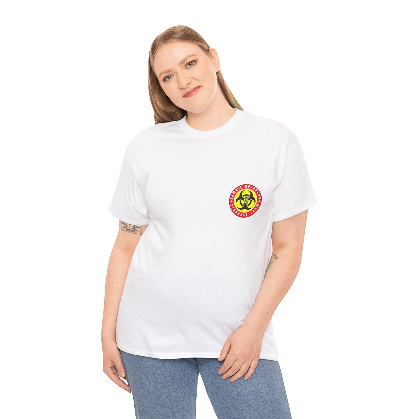 Zombie Outbreak - Response Team (model A) printed badge front/back Unisex Heavy Cotton Tee