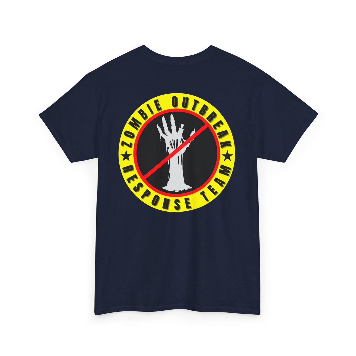 Zombie Outbreak - Response Team (model E) printed badge front/back Unisex Heavy Cotton Tee