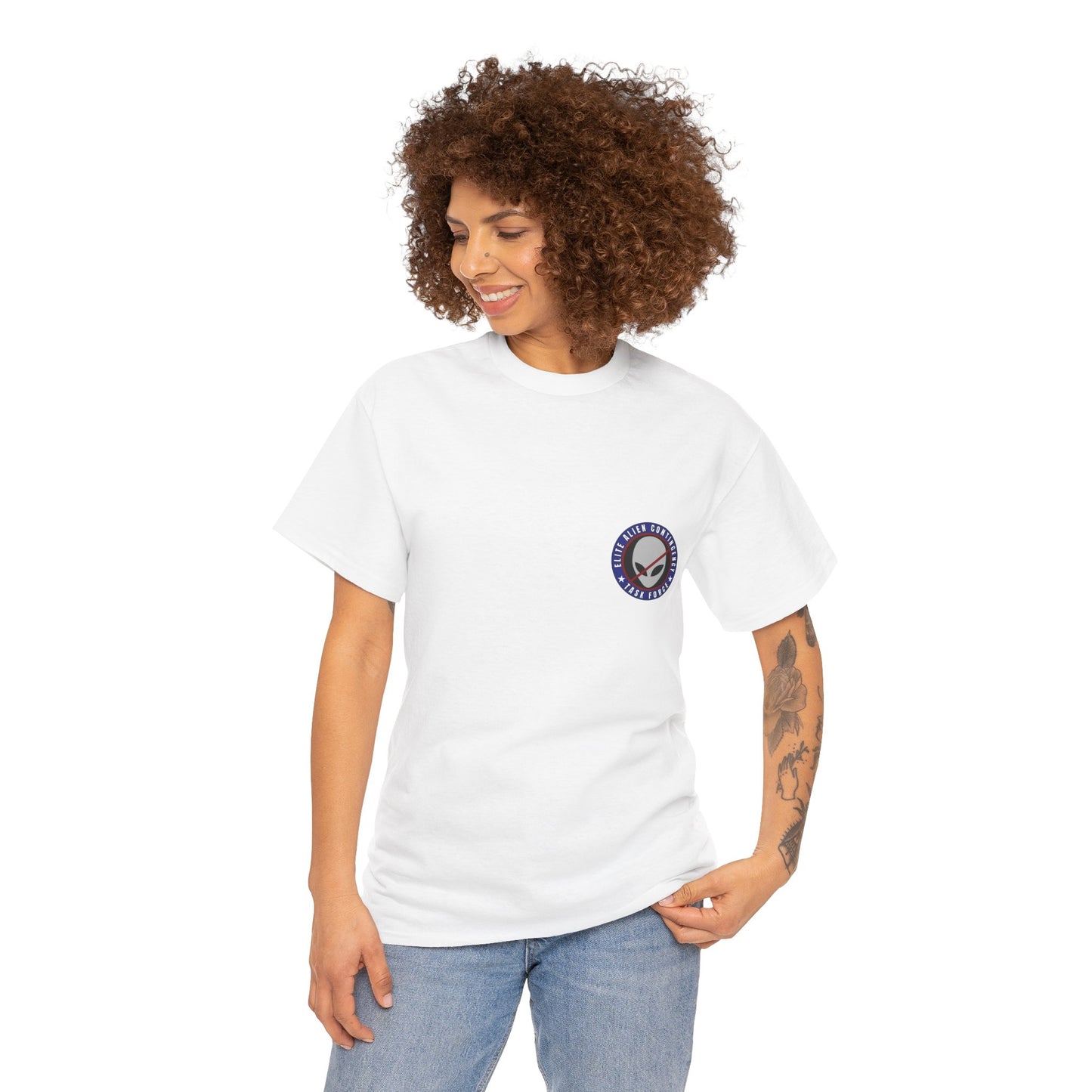 Elite Alien Contingency printed badge front/back Unisex Heavy Cotton Tee