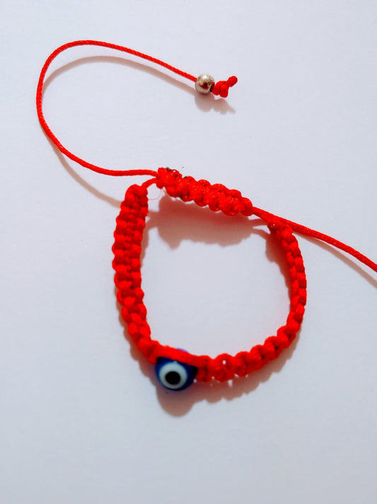 Evil eye and red rope adjustable bracelet